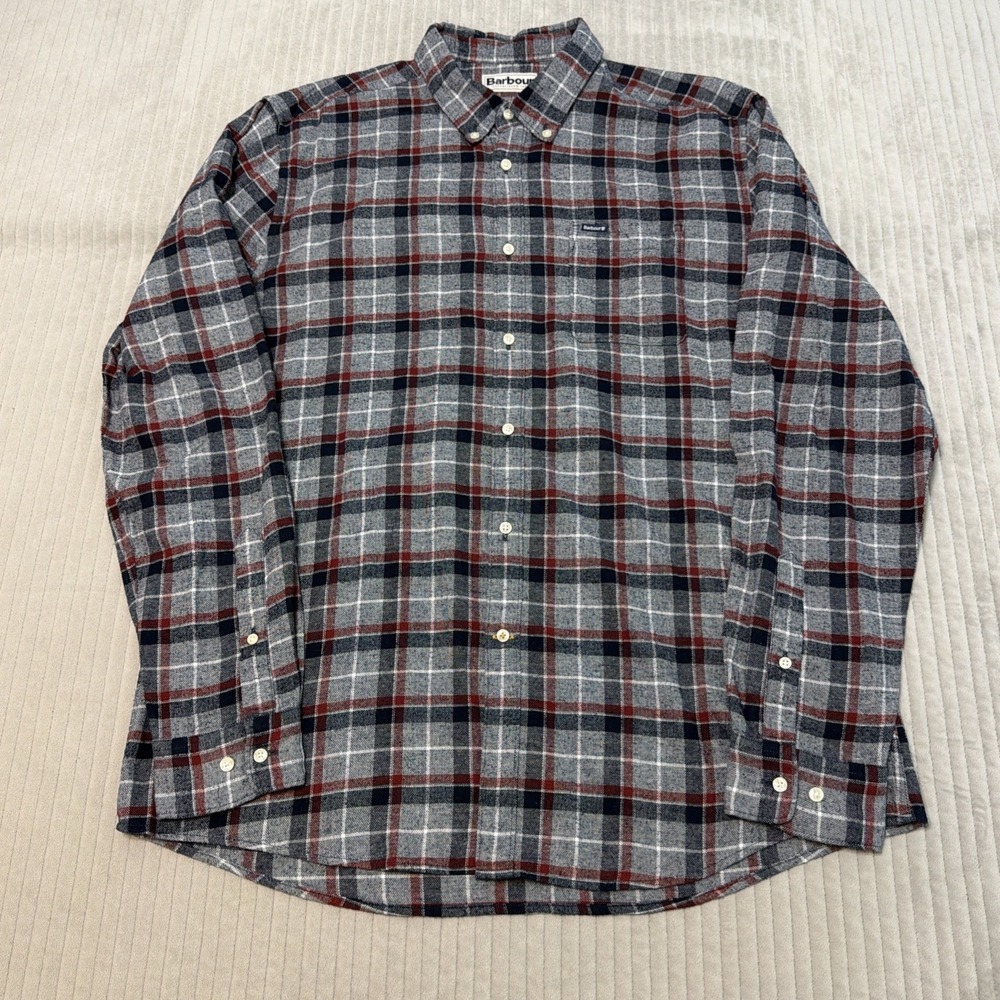 Barbour Shirt Mens Large Plaid Tailored Fit Long Sleeve Button Down Casual